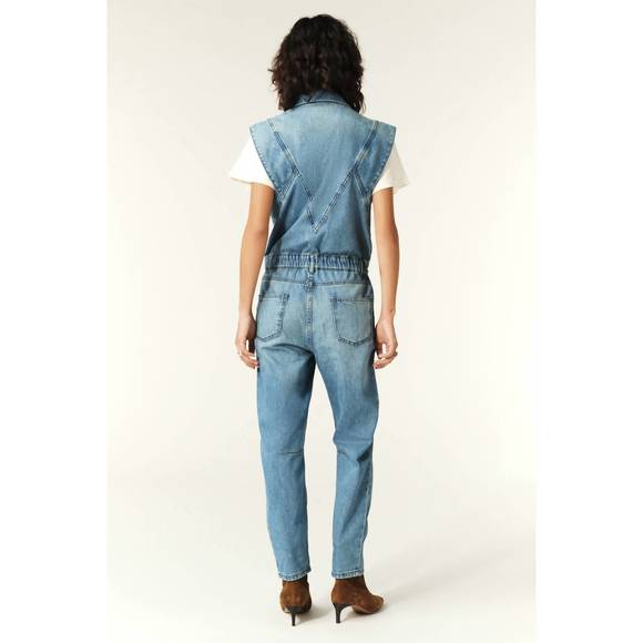 NEW BA&SH figo sleeveless jumpsuit in denim - Picture 3 of 5